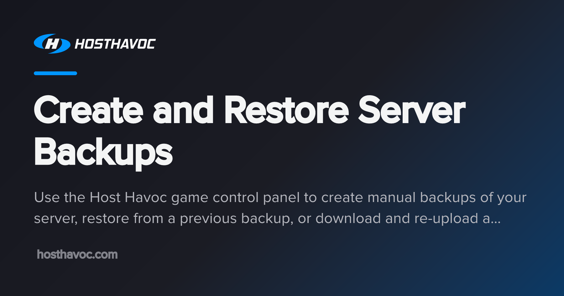Create and Restore Server Backups | Host Havoc