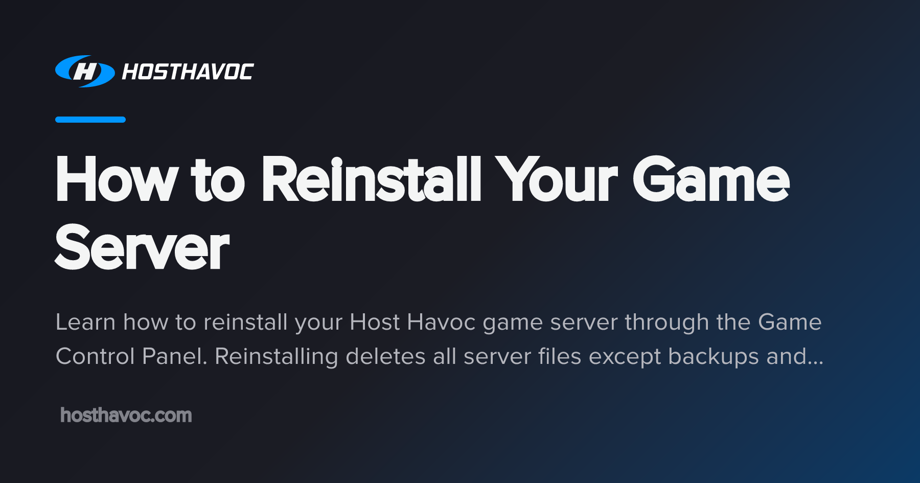 How to Reinstall Your Game Server | Host Havoc
